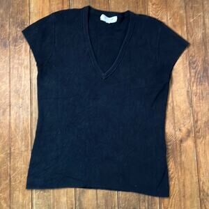 Women’s Emanuel Ungaro cap sleep deep v neck ribbed sweater size medium